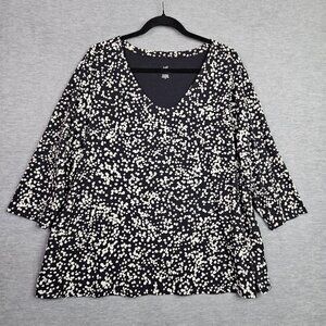 J.JILL Forward Seam Tee Women's V-neck 3/4 Sleeve Top Size XL